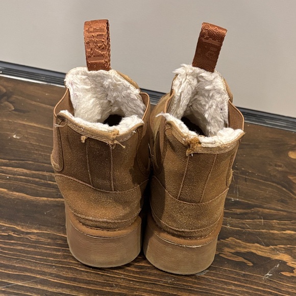 Tan Suede Ankle Boots with Shearling Lining - Picture 3 of 5